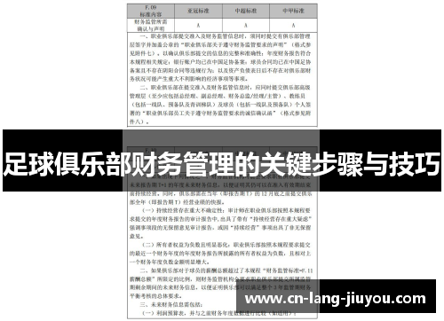 足球俱乐部财务管理的关键步骤与技巧